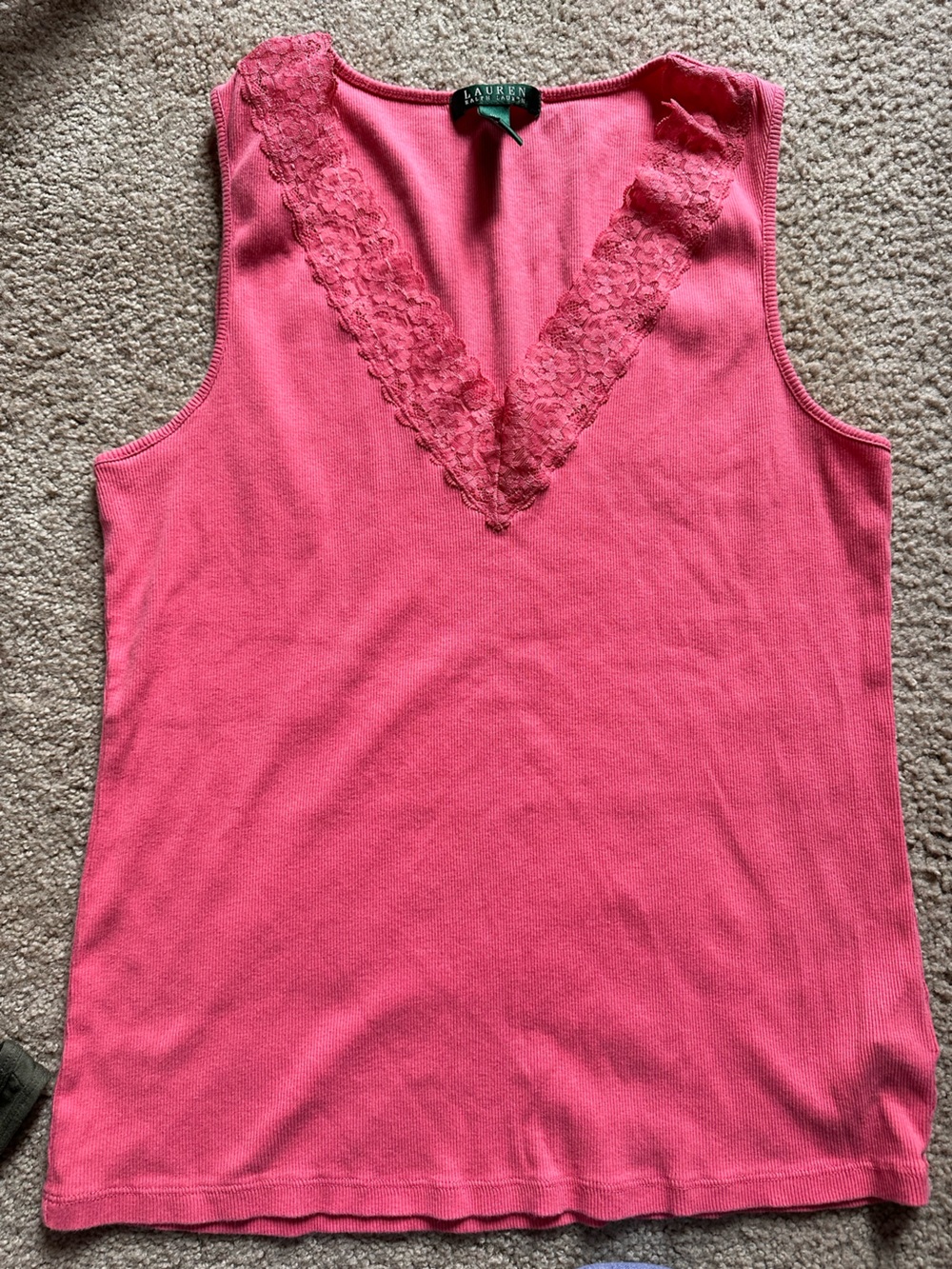 Ralph Lauren Bright Pink Ribbed Knit Tank